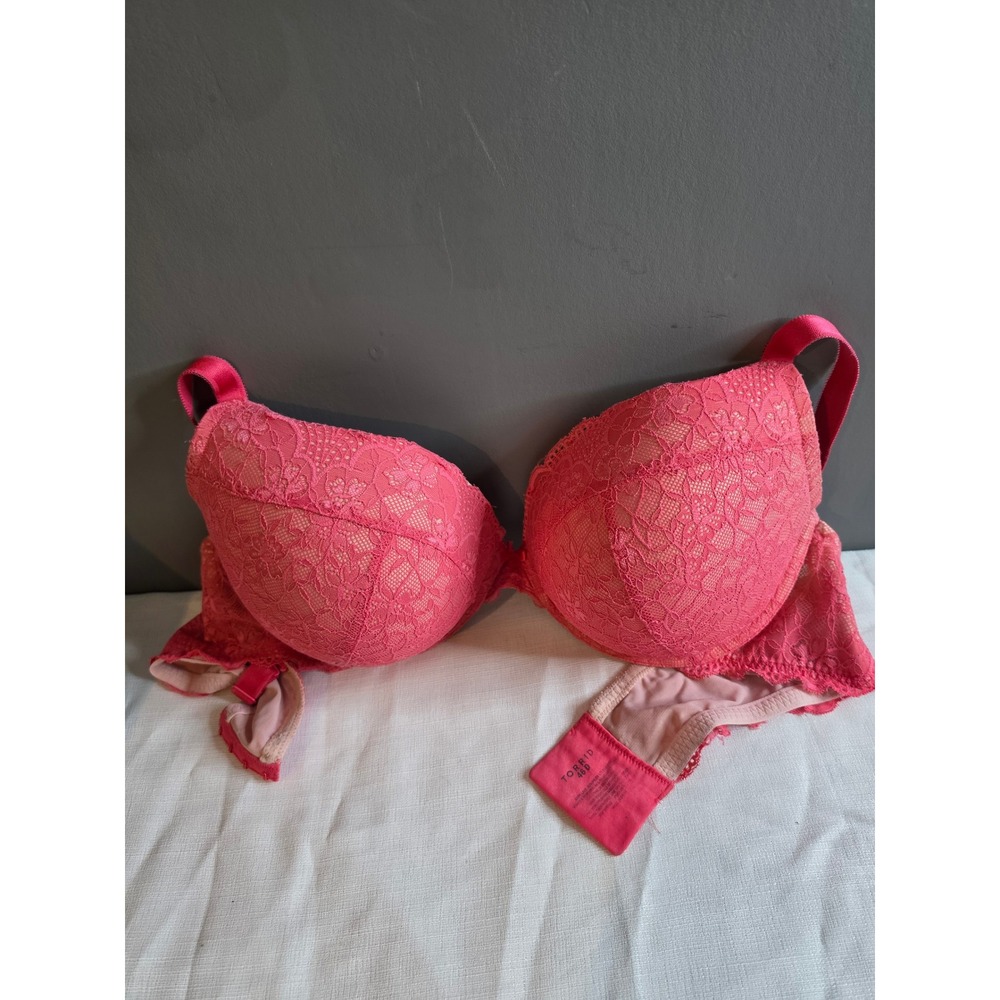 Torrid 46D Coral Pink Floral Lace Push Up Underwire Bra Intimates